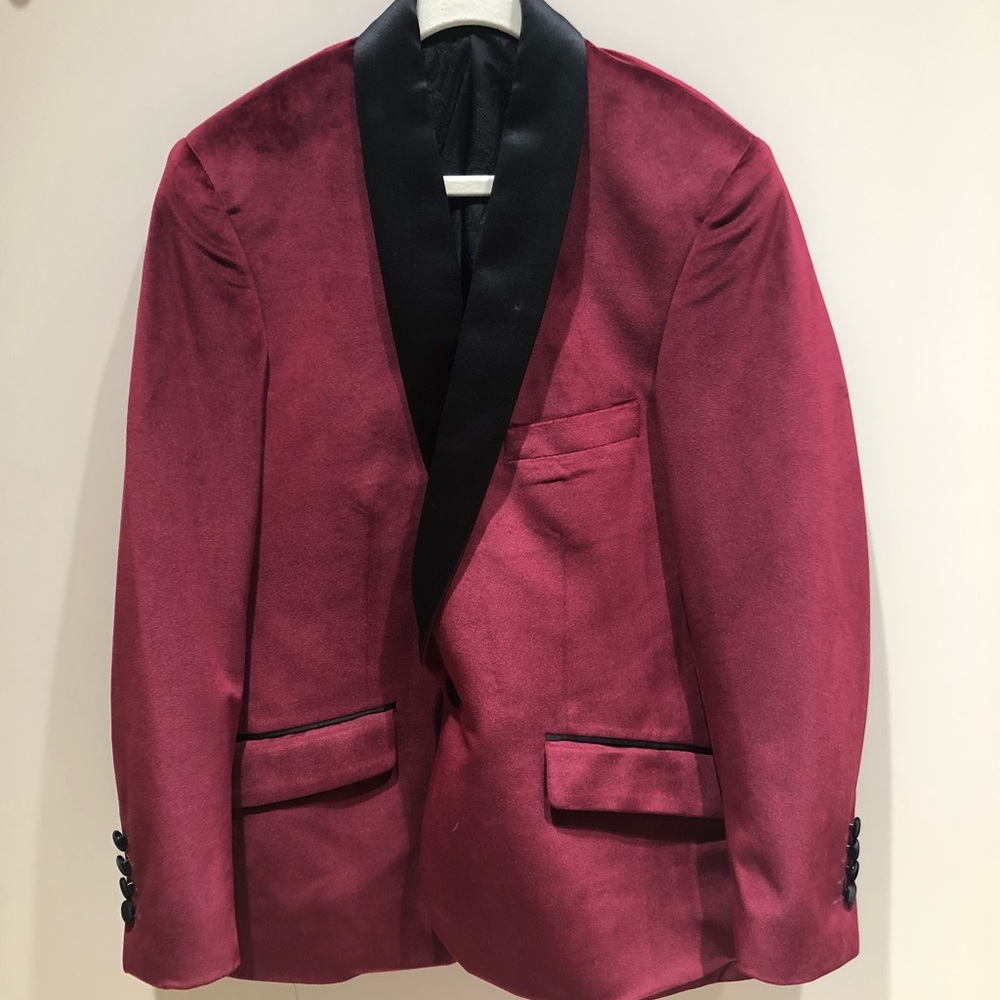Velvet dinner jacket tuxedo blazer suit with silk lapel sz 12 kids holiday